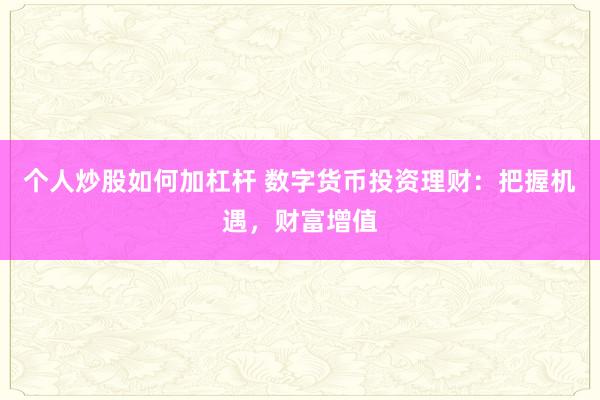 个人炒股如何加杠杆 数字货币投资理财：把握机遇，财富增值