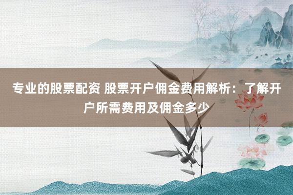 专业的股票配资 股票开户佣金费用解析：了解开户所需费用及佣金多少