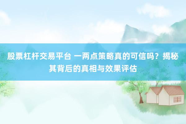 股票杠杆交易平台 一两点策略真的可信吗？揭秘其背后的真相与效果评估