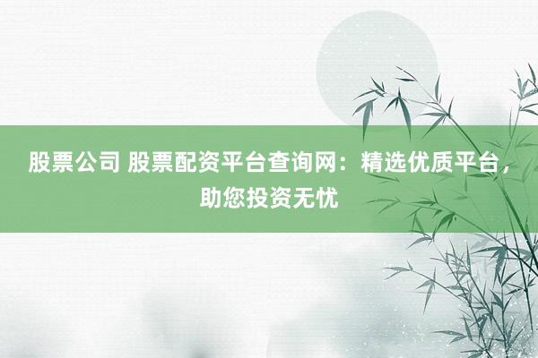股票公司 股票配资平台查询网：精选优质平台，助您投资无忧