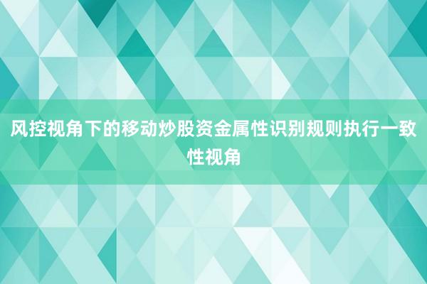 风控视角下的移动炒股资金属性识别规则执行一致性视角