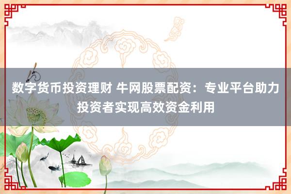 数字货币投资理财 牛网股票配资：专业平台助力投资者实现高效资金利用