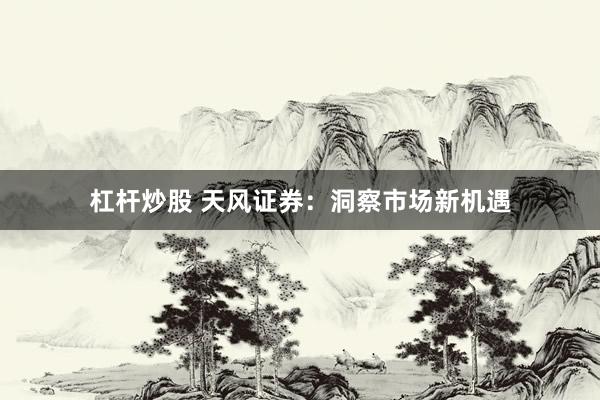 杠杆炒股 天风证券：洞察市场新机遇