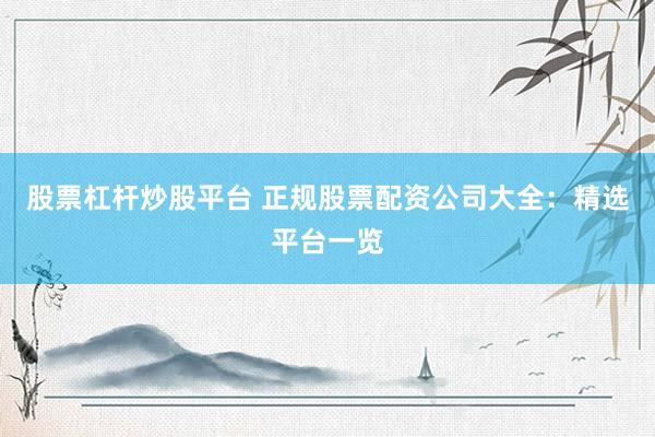 股票杠杆炒股平台 正规股票配资公司大全：精选平台一览